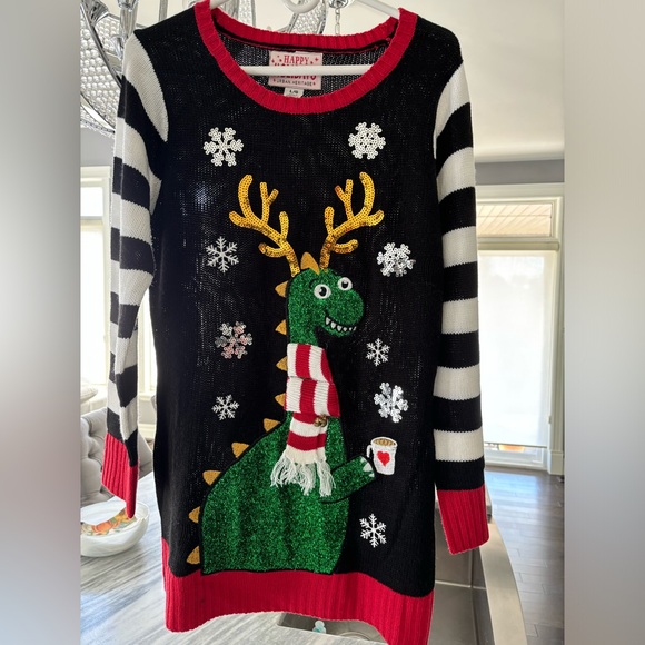 Happy HOLIDAYS , mother and child both sz large bling not ugly beautiful sweater - Picture 11 of 13